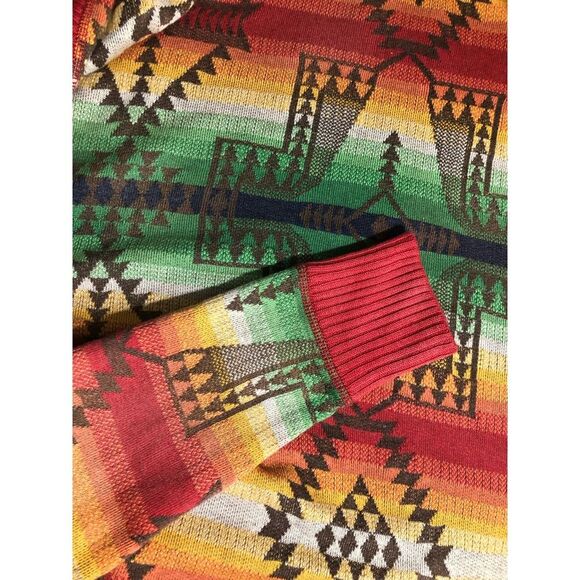 Ralph Lauren Womens Aztec Cardigan Sweater L/XL Shawl Collar Flaw - Picture 7 of 15